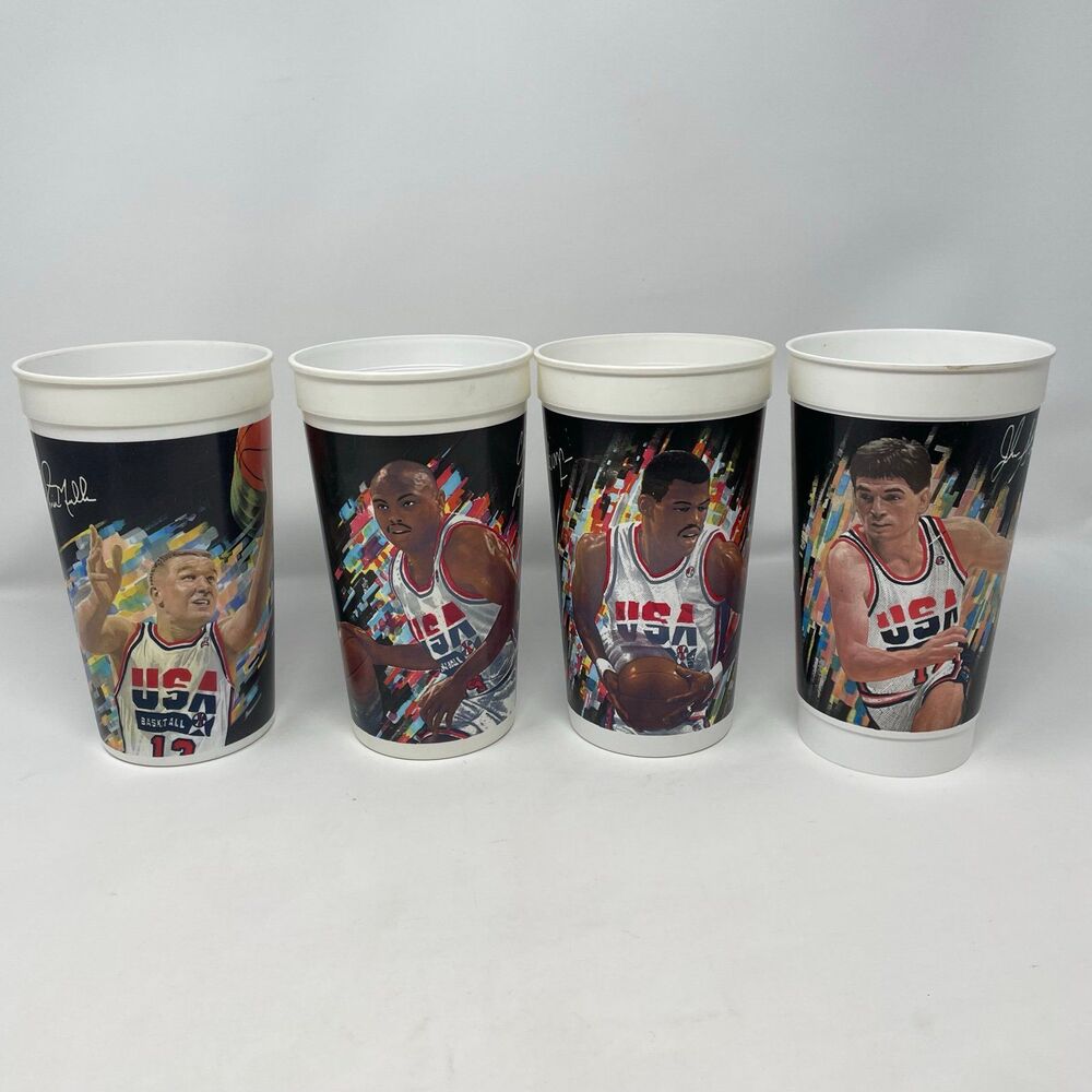 Vintage 1992‎ McDonald's Dream Team Cups Lot of 4 - USA Basketball Olympic Games